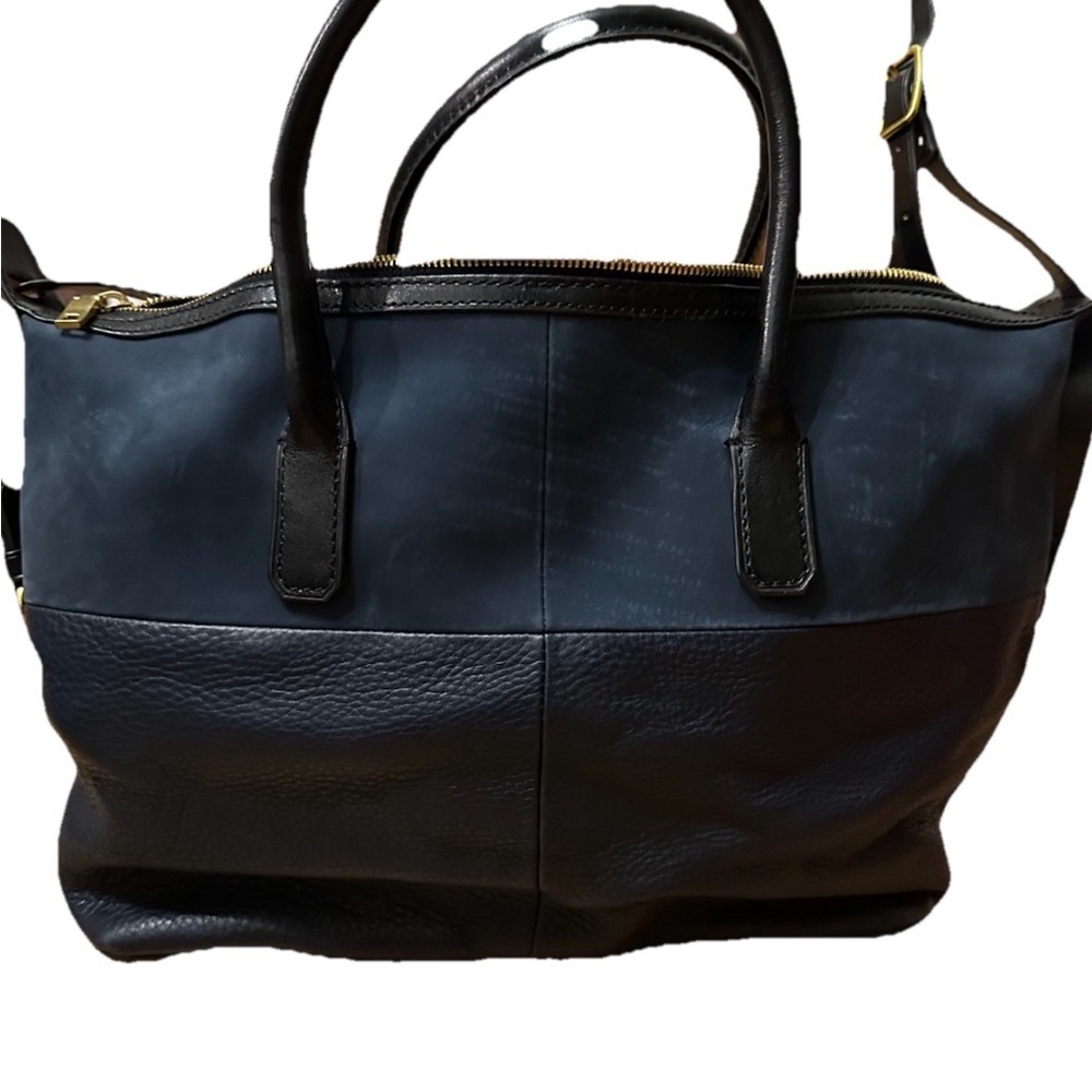 NWOT J. Crew Nave Leather  and Sued Tote Bag